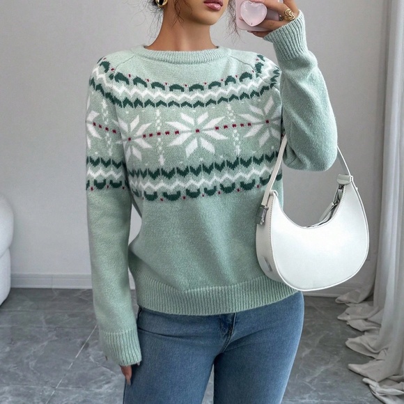 Cozy Christmas Festive Holiday Knit Loose fit Sweater Top - Picture 1 of 5